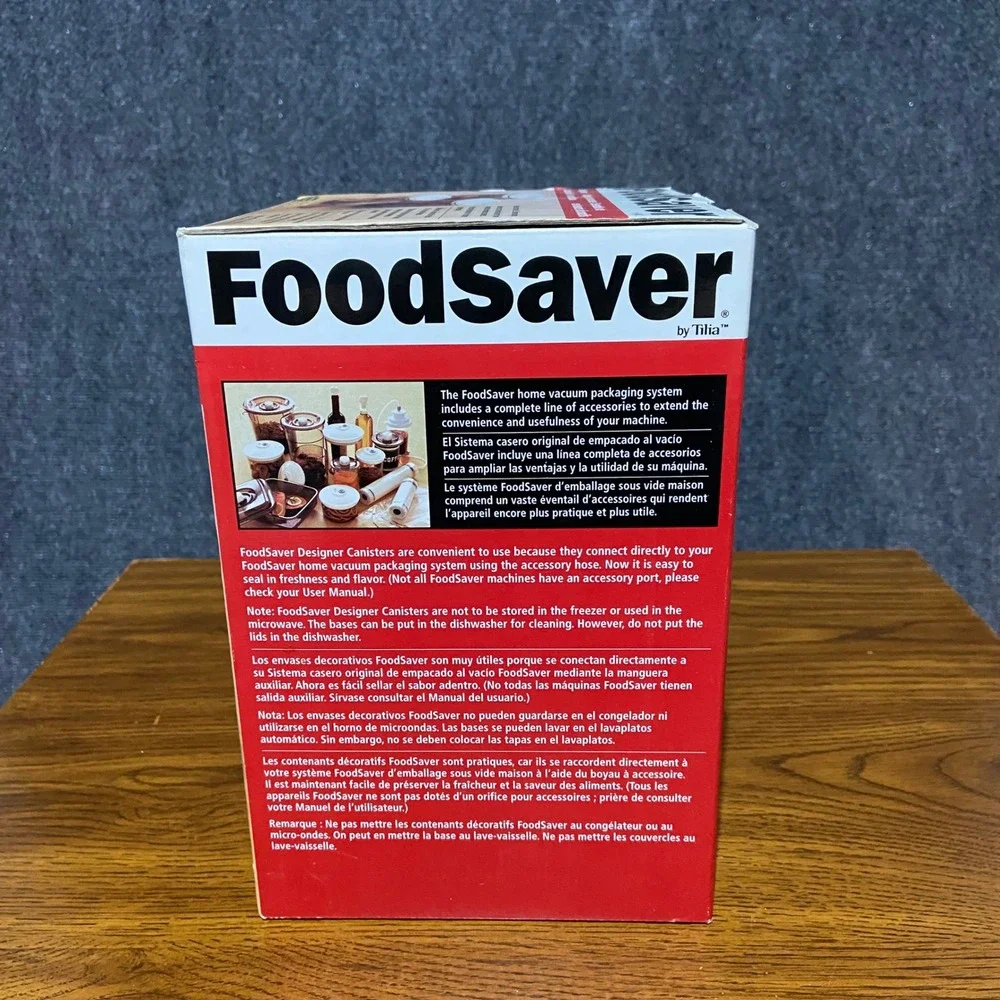 FoodSaver Tilia Designer Canister Set 0.75 2.5 Qt Vacuum Seal 02-0052-01 READ